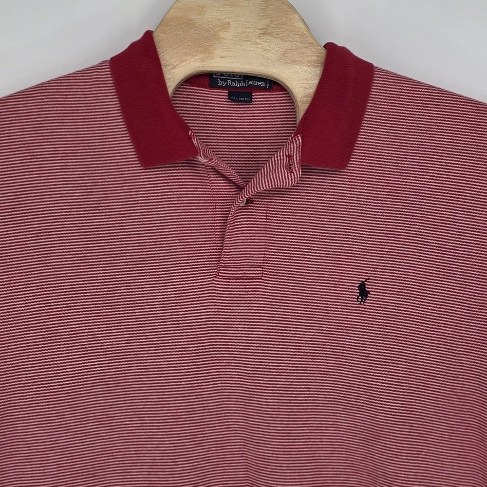 Polo Ralph Lauren Men's Polo Shirt XL Lot Of 2 Red Striped‎ Gray Solid Vintage